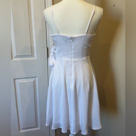 Express White Satin Wrap Mini Dress with Side Bow Size Small - Picture 5 of 6